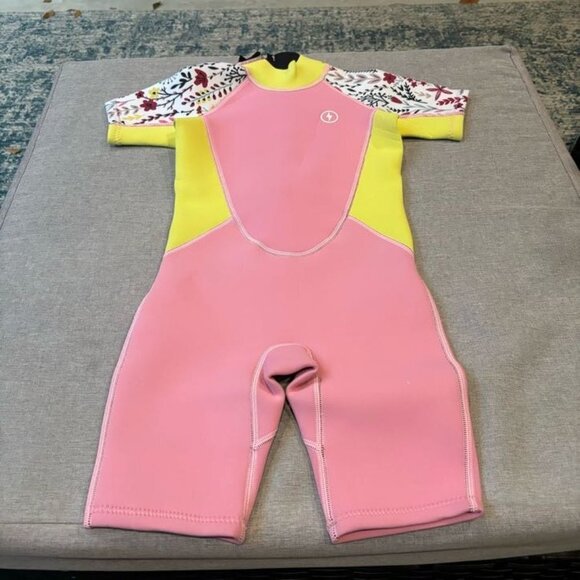 Dark Lightning Shorty Wetsuit, 2MM Neoprene Thermal Swimsuit, Youth - Picture 1 of 9
